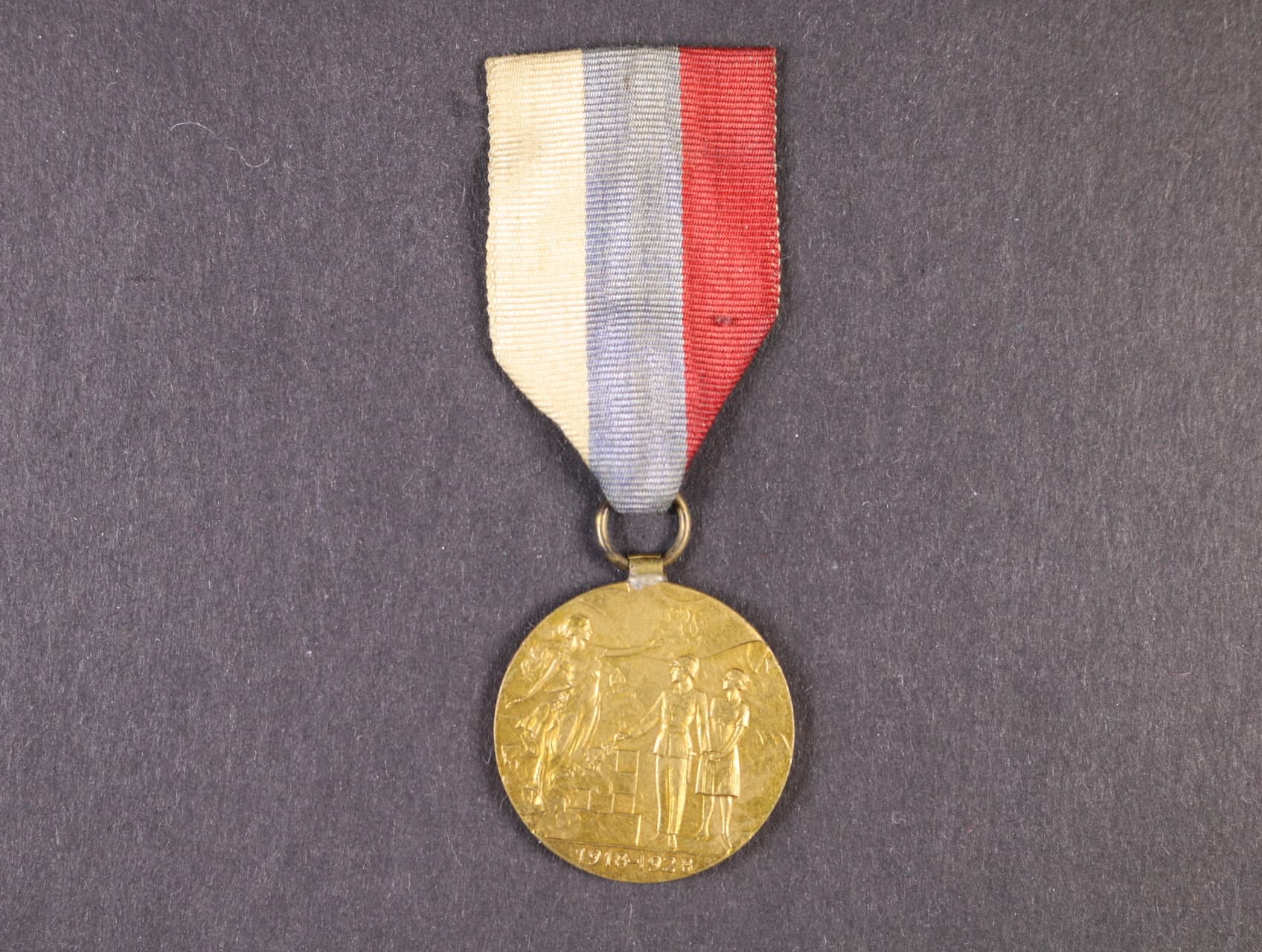 Medaile Na paměť 10 let trvání ČSL republiky, původní stuha