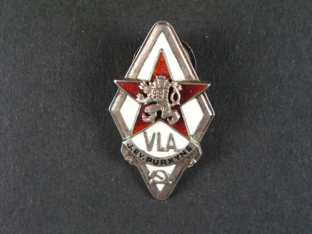 Odznak Vojenské lékařské akademie J. E. Purkyně č. 0442, mírně poškozený smalt na horním cípu hvězdy, vzácný