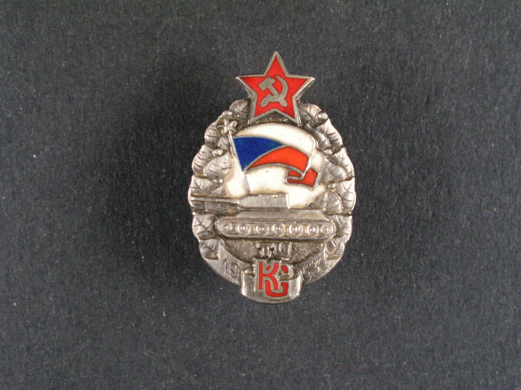 Odznak tankového učiliště Klementa Gottwalda, 1953, Ag, č.0696