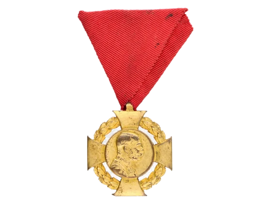 Jubilejní kříž z r. 1908, na původní civilní stuze