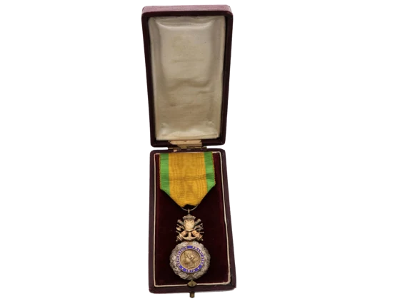 Francouzská vojenská medaile, období 1870-1950, III. typ, originální etue