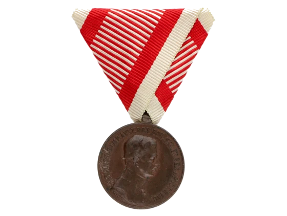 Bronzová medaile za statečnost, původní vojenská stuha, vydání 1917 - 1918
