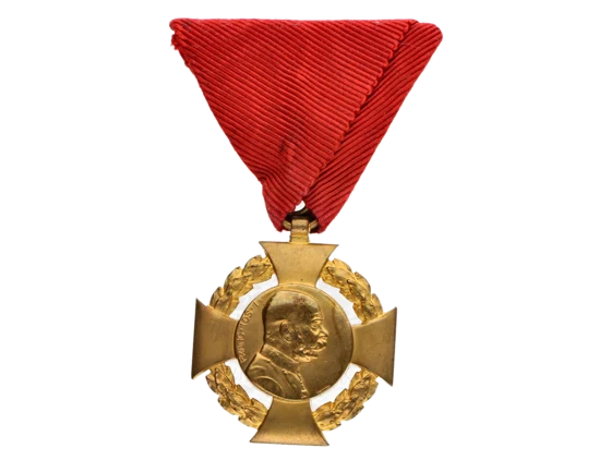Jubilejní kříž z r. 1908, na původní civilní stuze