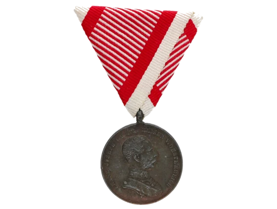 Bronzová medaile za statečnost, náhradní kov, zinek, nová vojenská stuha, vydání 1914 - 1917