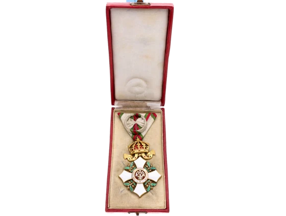 Královský řád za občanské zásluhy, důstojník (IV. třída), pozlacený bronz, smalty, původní etue
