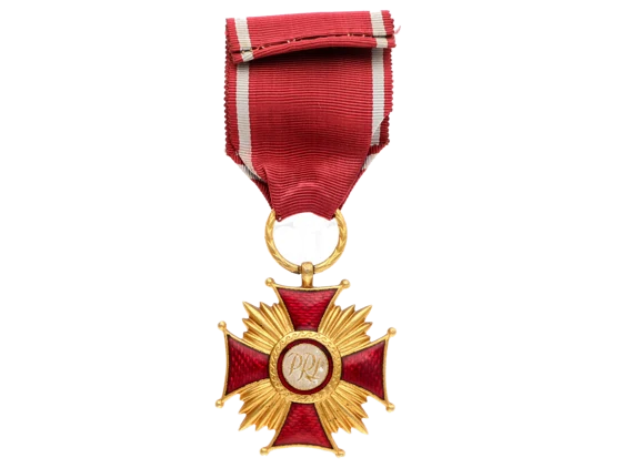Zlatý záslužný kříž PRL, původní etue