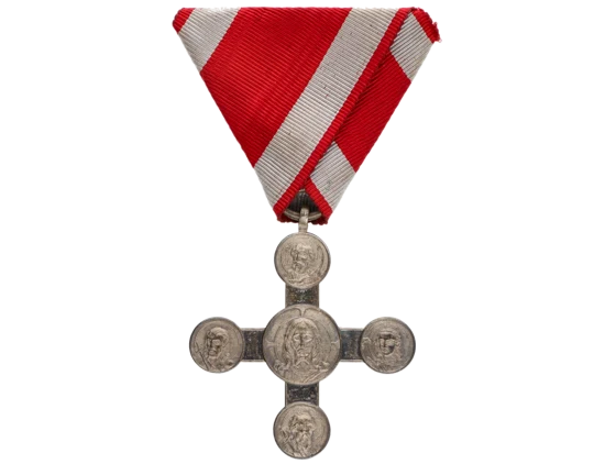 Lateránský Kříž, stříbrný, (postříbřený bronz), původní stuha