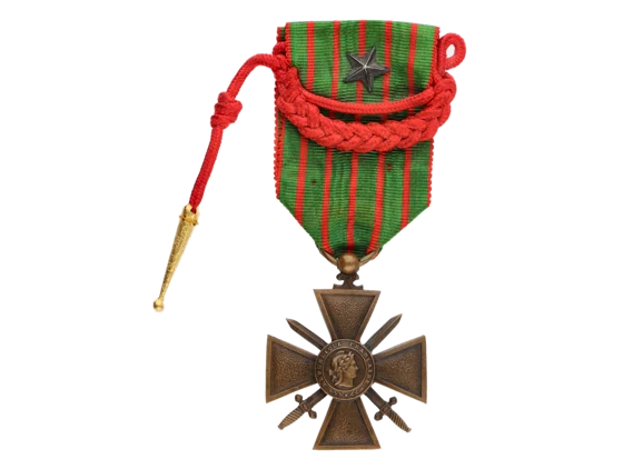 Francouzský válečný kříž 1914-1916, s miniaturou šňnůry (mini fourragere) za vyznamenání jednotky
