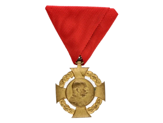 Jubilejní kříž z r. 1908, na civilní stuze