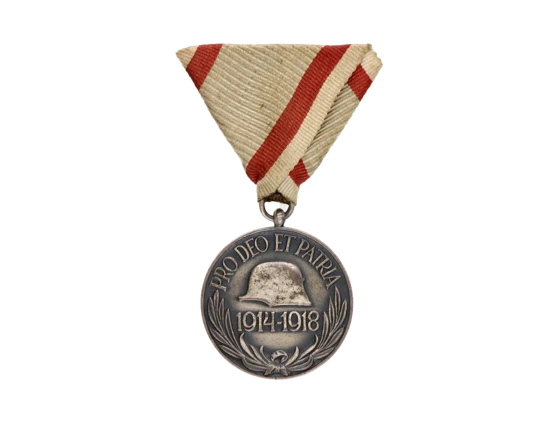 Pamětní medaile na I. sv. válku pro bojovníky, na hraně značka BRONZE, původní stuha